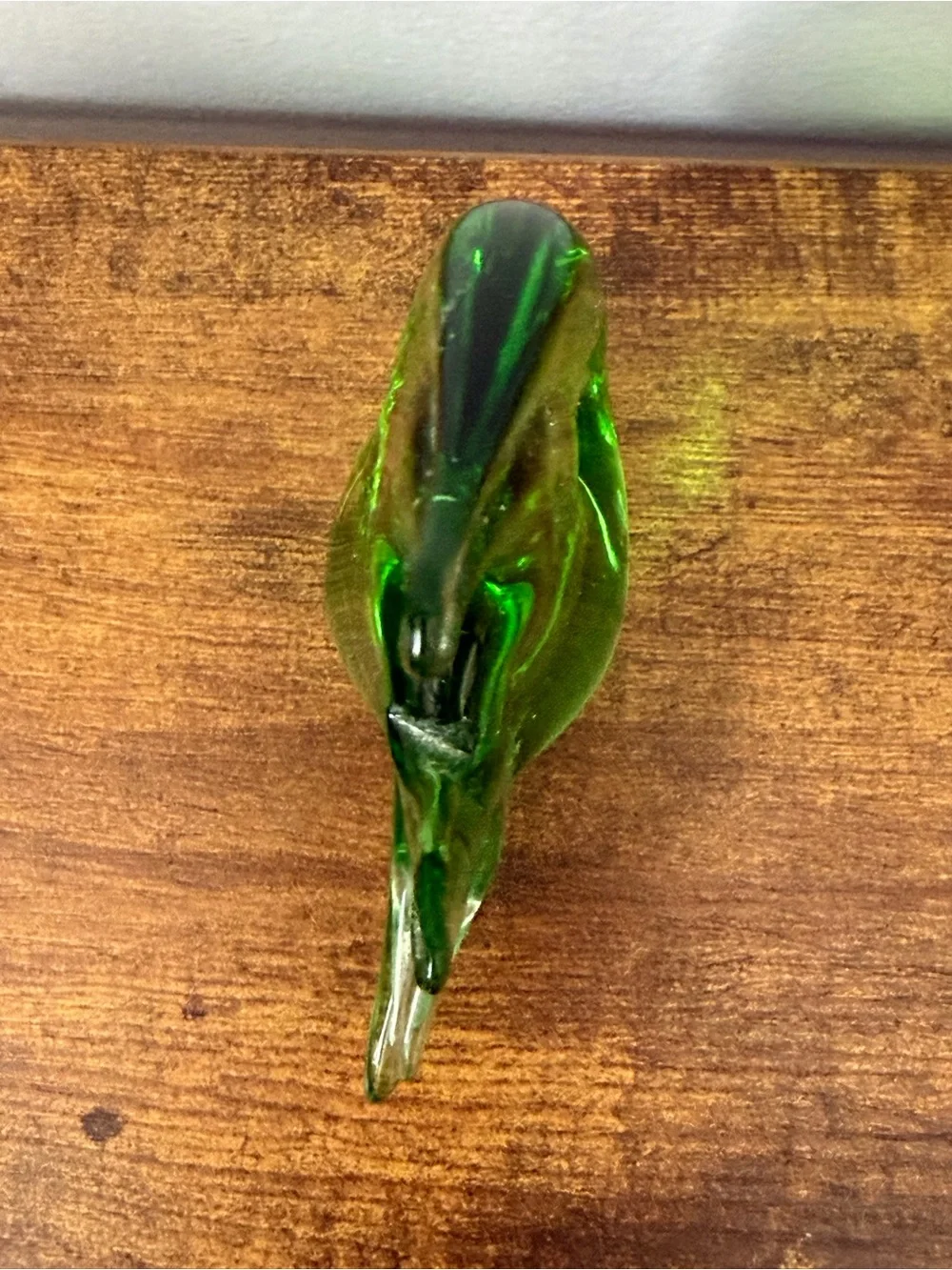 Vintage Hand Blown Green Art Glass Angelfish Figurine Murano Style MCM Decor